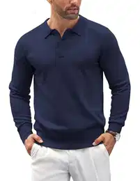Herren Pullover Mit Polokragen Strickpullover Langarm Pulli Feinstrick Pullover Männer Winterpullover Warm Pullis Einfarbig Sweater Marineblau M