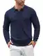 COOFANDY Herren Pullover Mit Polokragen Strickpullover Langarm Pulli Feinstrick Pullover Männer Winterpullover Warm Pullis Einfarbig Sweater Marineblau M