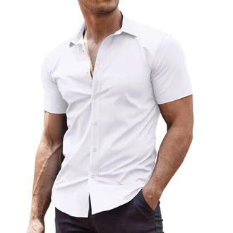 COOFANDY Herren Hemd Kurzarm Businesshemden Stretch Formales Hemd