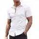 COOFANDY Herren Hemd Kurzarm Herrenhemd Sommerhemd Bügelfrei Business Hemd Freizeithemden Stretch Kurzarmhemd Button Down Hemd Formales Hemd Hochzeit Weiß M