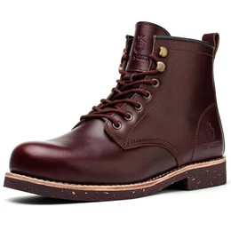 Handgefertigte Herrenstiefel mit weicher Zehe Wasserdicht-Leder Kuhfell/Wolle Mode Komfortschuhe (LederFutter, Braun, Erwachsene, Herren, 43, Numerisch, EU Schuhgrößensystem, M)