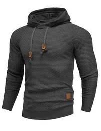 Herren Kapuzenpullover Hoodie Herren Waffel Sweatshirt Herren mit Kapuze Casual Langarm Streetwear Hoodie Pullover Herren Dunkelgrau M
