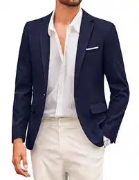 Herren Sakko Sportlich Freizeit Blazer Modern Jackett Business Anzugjacke 1 Knopf Marineblau M