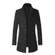 YOUTHUP Herren Wolle Wintermantel Slim Fit Mittelang Winter Wollmantel Freizeit Business Übergangsmantel, Schwarz (Dick), M