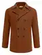 COOFANDY Herren Zweireihiger Erbsenmantel Wintermantel Kurzer Trenchcoat Kerbkragen, Braun, Medium