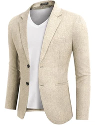 COOFANDY Herren Blazer Sportlich Anzugjacke Regular Fit mit 2 Knöpfen Khaki