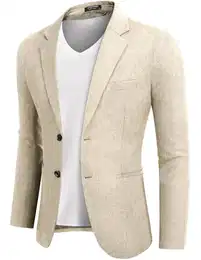 COOFADNY Herren Freizeit Sportsakko 2 Knöpfe Anzugjacke Regular Fit Männer Sportlich Blazer Khaki M