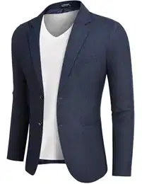 COOFADNY Herren Blazer Sportlich Anzugjacken Sakko Männer Regular Fit Casual Sportsakko mit 2 Knöpfe Dunkelblau M