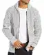 Runcati Herren Strickjacke Langarm Kragen Cardigan mit Zopfmuster Reißverschluss Jacke Gestrickt für Hemd und Shirt Hellgrau M