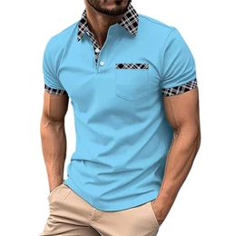Herren Poloshirt Kurzarm Patchwork Sommer T-Shirt Men's Polo Shirt Baumwolle Poloshirt Herren 3XL Poloshirt Herren Kurzarm 5XL Schwarz