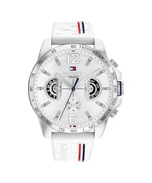 Multi Zifferblatt Quarz Uhr für Herren mit Weisses Silikonarmband - 1710676