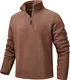 Tansozer Herren 1/4 Zip Fleece Pullover Winter Pulli Warme Sweatshirts mit Verstellbarem Kordelzug (Braun, L)