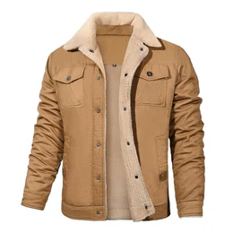 Bomberjacke Herren Winter Pilotenjacke Gefüttert Winterjacke Lang Warm Thermojacke Dicke Fleecejacke Outdoor Fliegerjacke mit 5 Taschen
