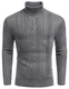 COOFANDY Herren Pullover mit Rollkragen Langarm Zopfmuster Strickpullover Warm Basic Turtleneck Pulli Shirt Einfarbig Grau M