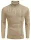 COOFANDY Strickpullover Langarm Herren Pullover mit Rollkragen Klassisch Slim fit Winterpullover Zopfmuster Sweater Khaki L