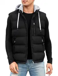 Weste Herren Winter Steppweste mit Kapuze Leicht Winterweste Outdoor Daunenweste Ärmellose Jacke Gilet Sportweste Übergangsjacke Herren-westen,Schwarz,M