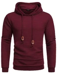 COOFANDY Kapuzenpullover Herren Hoody Jacquard Dunkelrot