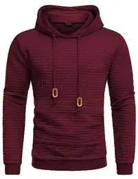 Kapuzenpullover Herren Hoody Mit Kapuze Kapuzenpulli Hoodie Sweatshirt Waffel Hoody Jacquard Kängurutasche Dunkelrot M