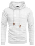 COOFANDY Kapuzenpullover Herren Hoody Jacquard Weiß