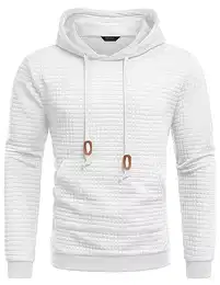 Kapuzenpullover Herren Pullover Hoodie Kapuzenpulli Jacquard Pullover Herren Kängurutasche Hoody Waffel Weiß M