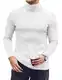 Ekouaer Rollkragenpullover Herren Thermo Rollkragenshirt Thermooberteile Dünn Pullover Langarmshirt Thermounterwäsche Herbst Winter Warm Basismodell Slim Fit, Weiß, M