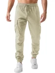 JMIERR Herren Lang Jogger Sporthose Cargo Hose Beige