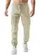 JMIERR Herren Hosen Lang Casual Jogger Sporthose Freizeithose Stretch Cargo Hose Elastische Mit Tasche,Beige M