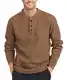 zitysport Henley Shirts Herren Langarm Casual Waffel Henley Hemd Männer Thermal Freizeithemd 3-Knopf Classic Henley T-Shirt Herren mit Brusttasche Langarmshirt Herren Pullover(Braun,M)
