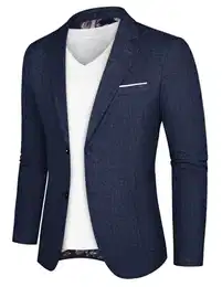 Herren Sakko Sportlich Modern Anzugjacke Regular Fit Jackett Blazer für Business Hochzeit (Marineblau, M)