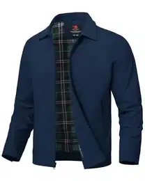 Herren Jacke Leichte Freizeit Übergangsjacke Sommer Bomberjacke Outdoor Sportjacke Full Zip Up Blousonjacke mit Innentasche, Marine, M