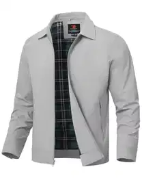 Leicht Sommerjacke Herren Bomber Jacke Frühling Herbst Übergangsjacke Herrenjacke Blouson Jacke mit Reißverschluss Taschen, Hellgrau, M