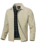 donhobo Herrenjacke Leicht Übergangsjacke Bomberjacke Helles Khaki