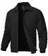 Rdruko Übergangsjacke Herren Herbst Bomberjacke Leichte Blouson Jacke mit Reverskragen Windbreaker Wasserdicht Dünne Freizeitjacke (Schwarz, M)