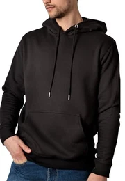 Herren Kapuzenpullover Hoodie Soft Touch aus Bio Baumwolle (S - XXL) mit weichem Fleece-Futter - umweltfreundlich hergestellt, Black, M