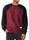 Meilicloth Herren Sweatshirt Raglan Sweat Langarm Crew Neck Casual Colourblock Pullover Burgundy S