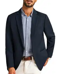 Sakkos für Herren Business Elegante Freizeit Woll Anzugjacken Tweed Sakkos 1 Knöpfe M Navy blau