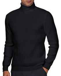 Rollkragenpullover Herren Waffle Sweater Herren Langarm Pullover für Herren Warm Herren Pullover Winter Baumwolle Strick