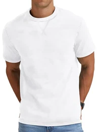 T-Shirts for Herren Baumwolle Rundhals Kurzarm Shirt Vintage Casual Slim Fit Sommer Tee Shirts,Weiß,M