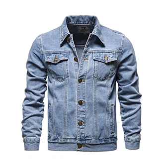 ZF YLYH Herren Jeansjacke Jacken Gewaschener Denim Übergangsjacke Frühlings Herbst Jacke Mantel Vintage Herrenjacke Klassische Denim Cargo Coat Slim Fit Jacket Übergangs