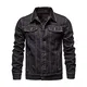 ZF YLYH Herren Jeansjacke Jacken Gewaschener Denim Übergangsjacke Frühlings Herbst Jacke Mantel Vintage Herrenjacke Klassische Denim Cargo Coat Slim Fit Jacket Übergangs(Schwarz,M)