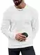 Männer Verzog Langarm Shirts Strecken Pullover Reguläre Passform Muskel Tshirt Rundhalsausschnitt T-Shirt Weiß M