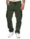 TARAINYA Herren Cargohose Baumwolle Baggy Hose Herren Kordelzug Outdoorhose Stretch Chino Männer Modern mit Taschen Armeegrün M