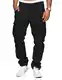TARAINYA Herren Cargohose Baumwolle Baggy Hose Herren Kordelzug Outdoorhose Stretch Chino Männer Modern mit Taschen Schwarz M