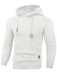 Kapuzenpullover Herren Langarm Hoodie Casual Sweatshirt Kordelzug Pullover Hoody Weiß M