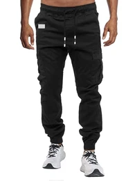 Herren Hose Chino Cargo Hose Jogginghose Baumwolle Casual Jogger Männer Modern Sport Jogginghosen für Herren Sweatpants mit elastischem Bund und Kordelzug und Taschen,Schwarz 02,M