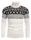 COOFANDY Norweger Pullover Herren Rollkragen Winterpullover Strick Winter Warm Weihnachtspullover Weiß S