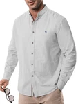 Suwangi Herren Langarmhemd Stehkragen Regular Fit 