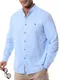 Suwangi Herren Langarmhemd Stehkragen Langarm Hemd Button-Down Freizeithemden Baumwolle Regular Fit Shirts
