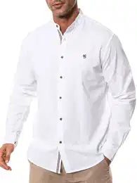 Herren Langarmhemd Stehkragen Langarm Hemd Button-Down Freizeithemden Baumwolle Regular Fit Shirts