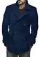 Runcati Herren Klassischer Zweireiher Mantel Slim Fit Winterjacken Casual Lange Jacke Warme Business Trenchcoat Dunkelblau Mittel